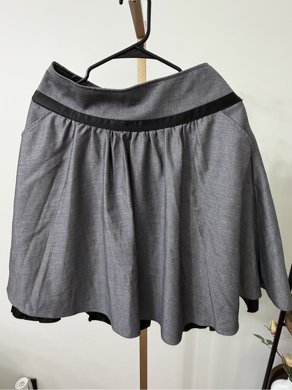 Gray Circle Skirt with Black Trim
